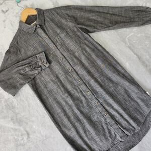 The North Face Dress Womens Size Small Chambray Gray Cotton Pocket Rounded Hem